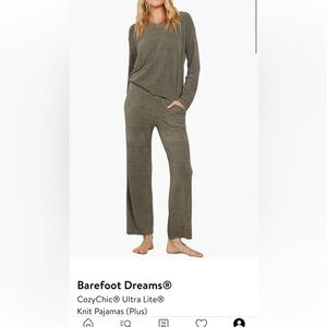 Barefoot Dreams CozyChic Ultra Lite Knit Pajamas - Olive size medium